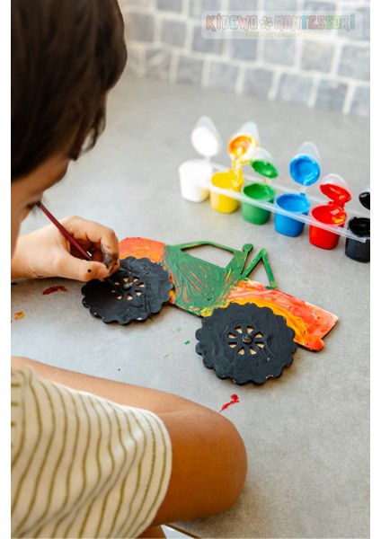 Pastacı Ahşap Boyama Etkinlik Seti + Eğitici Çocuk Aktivite + Fırça + Akrilik Boya Kreş Okul Öncesi indirimleri