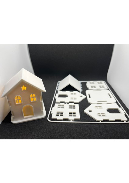 3D Baskı Mini Ev Maketi | Kendin Yap Gece Lambası Kabı | Modern Dekoratif LED Ev modelleri