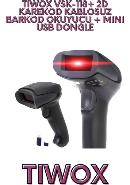 VSK-118+ 2D KAREKOD KABLOSUZ BARKOD OKUYUCU + MINI USB DONG