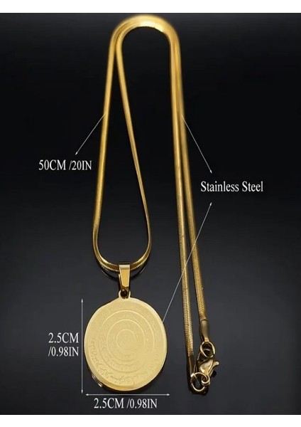 Allah Yazılı Yuvarlak Kolye-Paslanmaz ÇELIK-18K Altın Kaplama modelleri