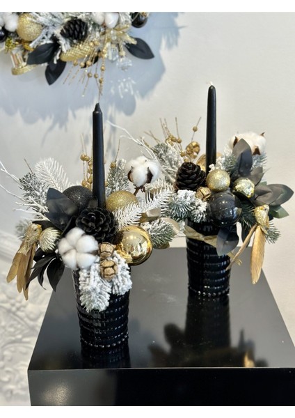 Yılbaşı Lüks Tasarım Dekor Mumluk 1 Adet modelleri