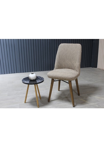 Oval Sandalye Kılıfı Jakar 6'lı Set Taş