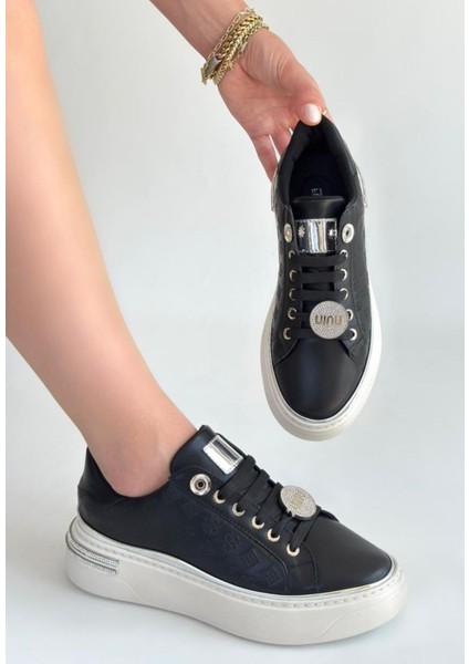 Jlar Siyah Cilt Bağcıklı Spor Ayakkabı - Lisinya fiyatları