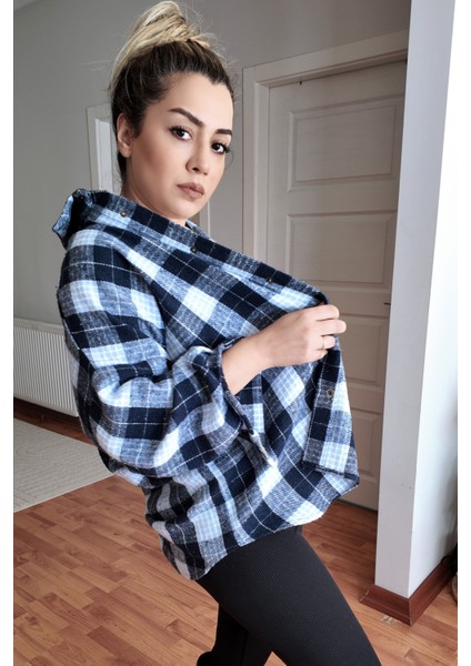 Pamuklu Ekose Oduncu Kadın Gömlek Oversize modelleri