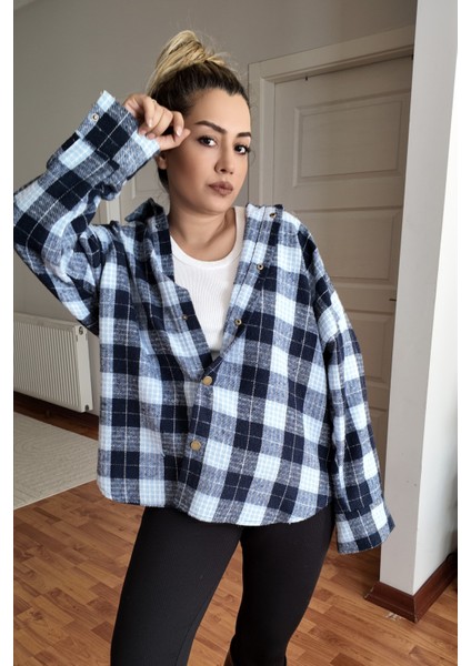 Pamuklu Ekose Oduncu Kadın Gömlek Oversize fırsatları