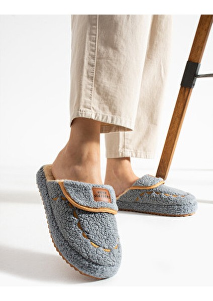 Kadın Gri Ev Terliği Ses Yapmaz Kalın Taban Kışlık Terlik fiyatları