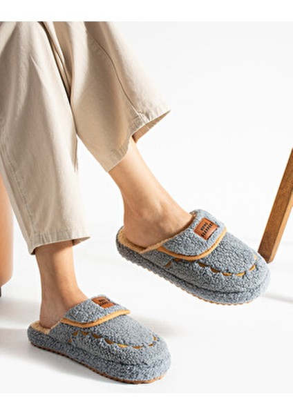Kadın Gri Ev Terliği Ses Yapmaz Kalın Taban Kışlık Terlik modelleri