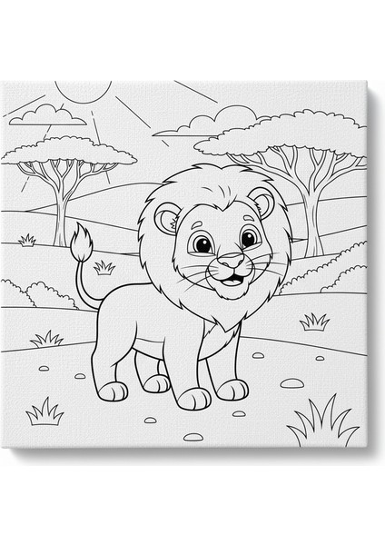 Çocuklar Için Sevimli Aslan Eğlenceli Tuval Boyama Seti modelleri