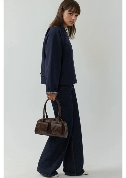 Kadın Düğmeli Içi Ekose Desenli Ceket Lacivert indirimleri