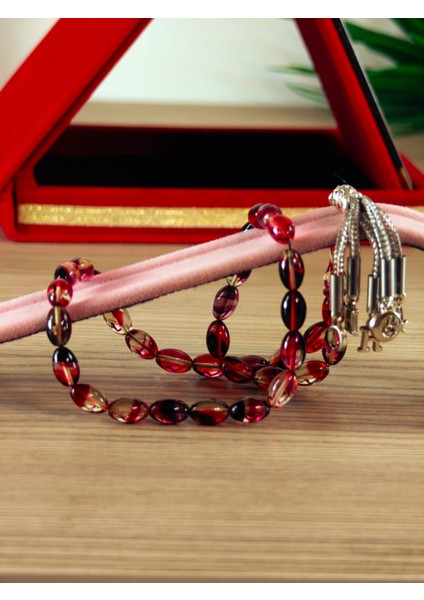 Ateş Kehribar Tesbih Sistem Püsgüllü Orjinal Ürün