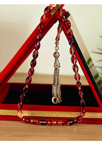 Ateş Kehribar Tesbih Sistem Püsgüllü Orjinal Ürün