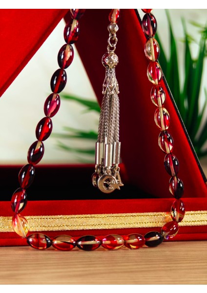 Ateş Kehribar Tesbih Sistem Püsgüllü Orjinal Ürün