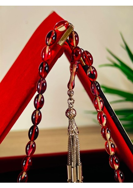 Ateş Kehribar Tesbih Sistem Püsgüllü Orjinal Ürün