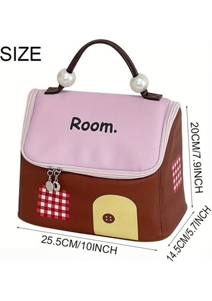 Ev Şeklinde Çok Amaçlı Geniş Kapasiteli Bölmeli Kozmetik/makyaj Çantası (25CMX20CM) AD12557 fiyatları