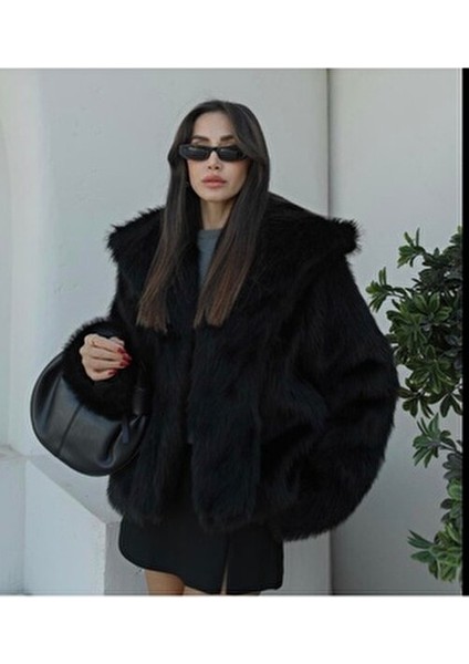Kadın Siyah Premium Suni Kürk Ceket Uzun Kol Gündüz ve Gece Kullanımı İçin fiyatları