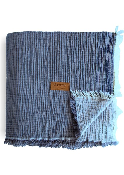 Camino Müslin 4 Katlı Yatak Örtüsü - Lacivert-Açık Mavi modelleri