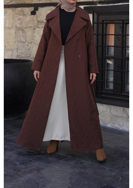 Kapitone Trençkot - Kahve