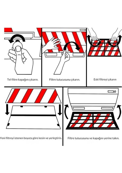 Aspiratör Tel Filtre Kesilebilir 48.5 cm x 40 cm modelleri
