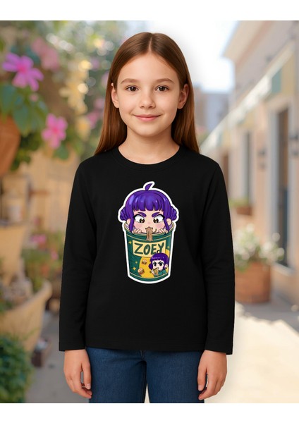 Kpop Demon Hunters Huntrix Zoey Uzun Kollu Baskılı Kız Çocuk Tişört (4-13 Yaş) fiyatları