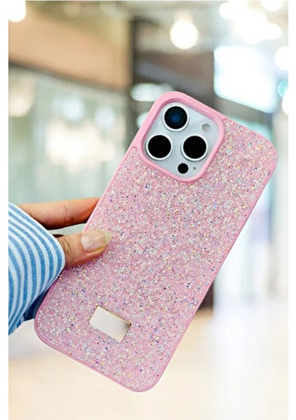 iPhone 14 Pro Max Uyumlu – Elmas Tasarımlı, Pembe Taşlı, Işıltılı Pırlanta Silikon Kılıf modelleri