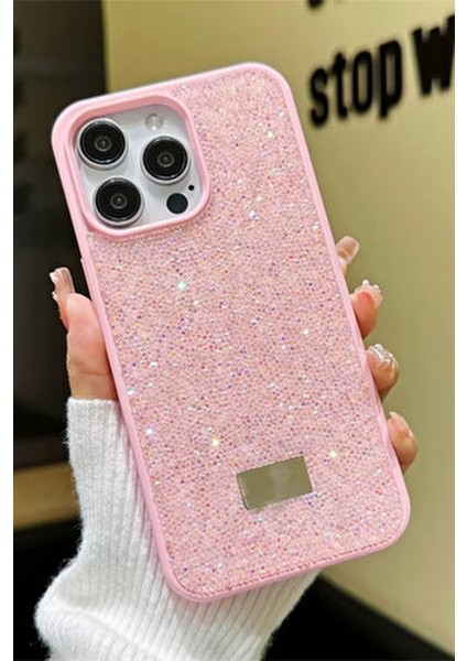 iPhone 14 Pro Max Uyumlu – Elmas Tasarımlı, Pembe Taşlı, Işıltılı Pırlanta Silikon Kılıf fırsatları