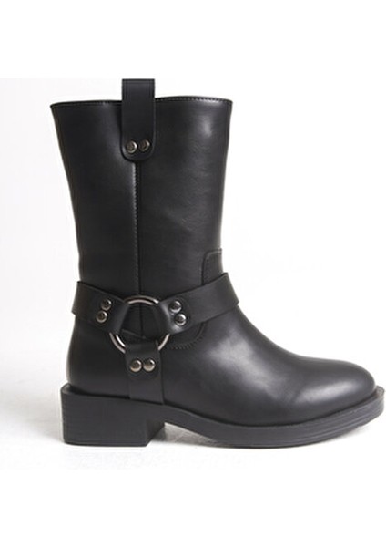 Ceruvylth Kadın Kısa Çizme 00128803 Siyah Platin