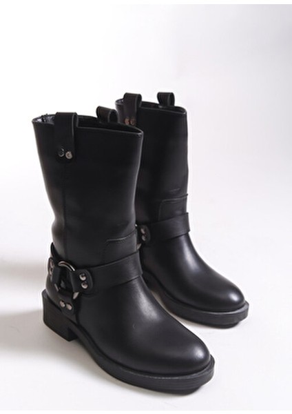 Ceruvylth Kadın Kısa Çizme 00128803 Siyah Platin