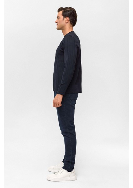 Desenli O Yaka Lacivert Erkek Kazak TR2013700482 fırsatları