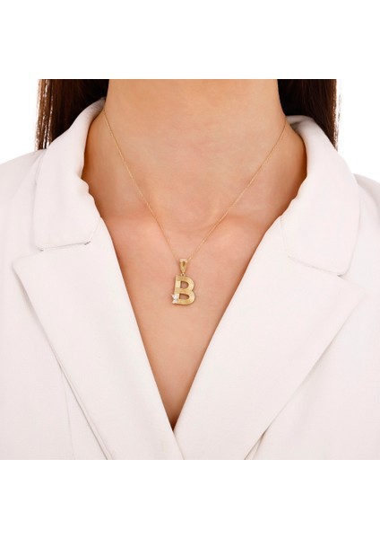 Altın B Harf Kolye Ucu - 14K modelleri