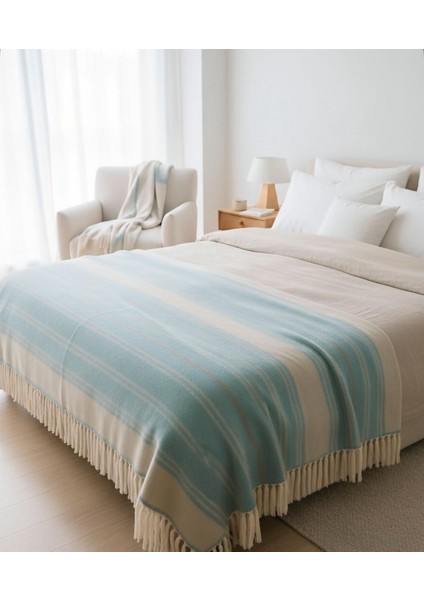 Erdilhome Ekose Yün Scotch Çift Kişilik Battaniye Turkuaz