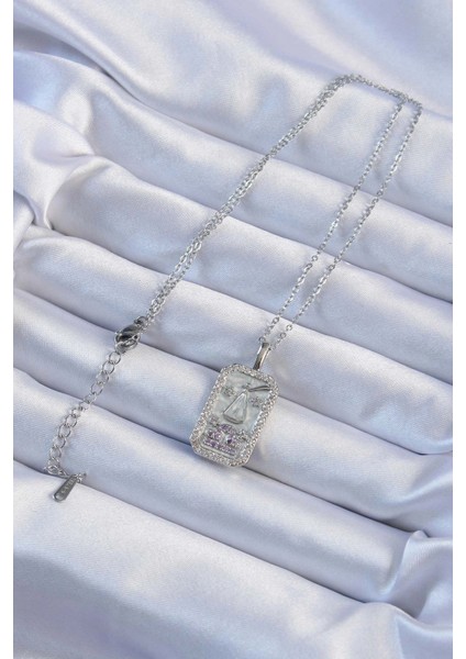 316L Çelik Zincir Gümüş Renk Lila Zirkon Taşlı Tarot Kolye - TJ-BKO9238 fiyatları