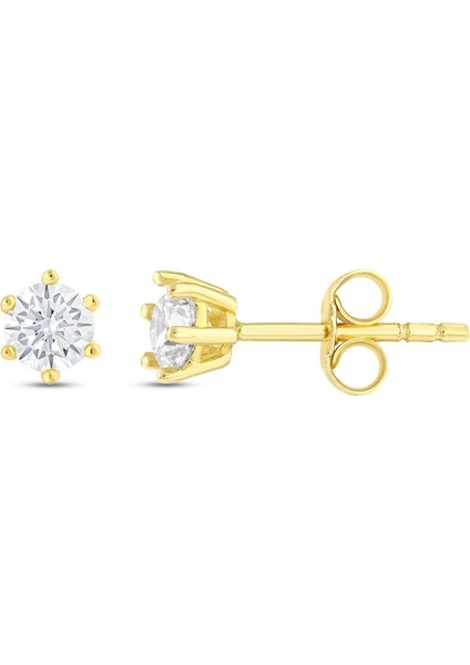 Altın Tektaş Küpe - 14K