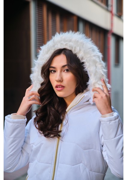 Günlük Kürklü Şişme Kadın Mont