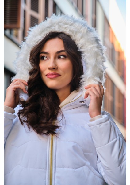 Günlük Kürklü Şişme Kadın Mont