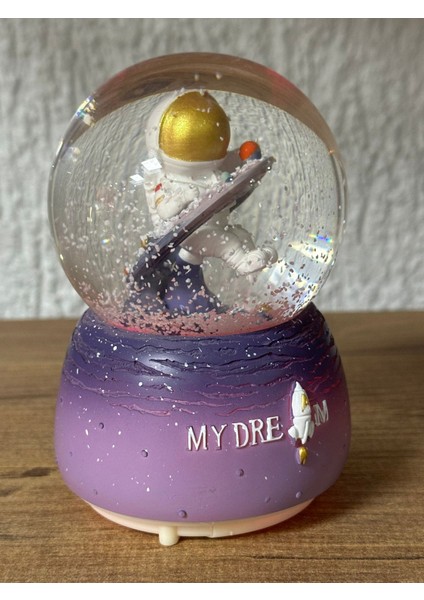 Gezegen Astronot Temalı Işıklı Müzikli Pilli Orta Boy Kar Küresi Dekoratif Hediyelik Eşya Müzik Kutusu fiyatları