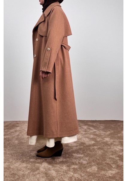 Rüzgarlıklı Kruvaze Kaban - Tarçın