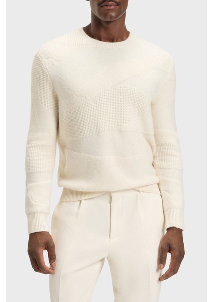 Yün Karışımlı Dokulu Relaxed Fit Bisiklet Yaka Kazak Erkek Sweat 50550022 131