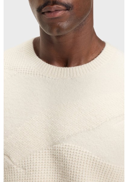 Yün Karışımlı Dokulu Relaxed Fit Bisiklet Yaka Kazak Erkek Sweat 50550022 131 fırsatları