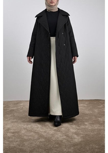 Kapitone Trençkot - Siyah