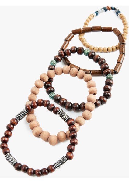 5'li Ahşap Boncuklu Bileklik Seti