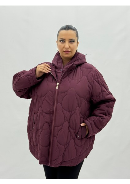 Büyük Beden Fermuarlı Düğmeli Cepli Kapüşonlu Oversize Kadın Mont fiyatları