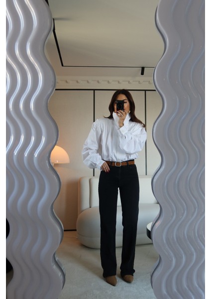 Yıkamalı Geniş Paça Kemerli Jean fiyatları