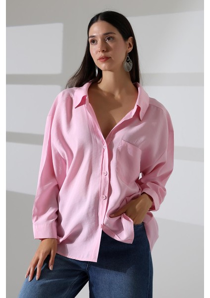 Tek Cep Modal Oversize Kadın Gömlek