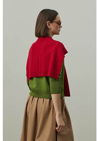 Kare Parçalı Atkı Kırmızı