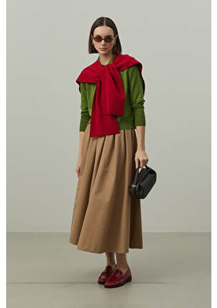 Kare Parçalı Atkı Kırmızı