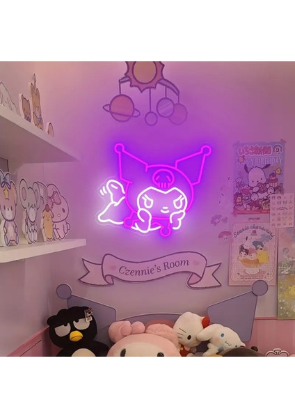 Kuromi Figürlü Büyük Boy Pleksi USB Kablolu Neon Işıklı Dekoratif Gece Lambası (38CM * 32 Cm) fiyatları