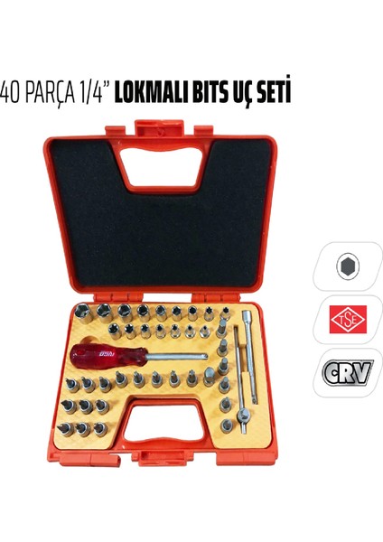 RİCO007-RC4513 1/4 Lokmalı Bits Uç Seti 40 Parça