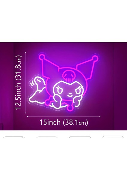 Kuromi Figürlü Büyük Boy Pleksi USB Kablolu Neon Işıklı Dekoratif Gece Lambası (38CM * 32 Cm) fırsatları