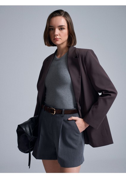 72212 Kemerli Melanjlı Şort-Gri fiyatları