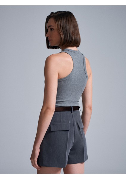 72212 Kemerli Melanjlı Şort-Gri modelleri